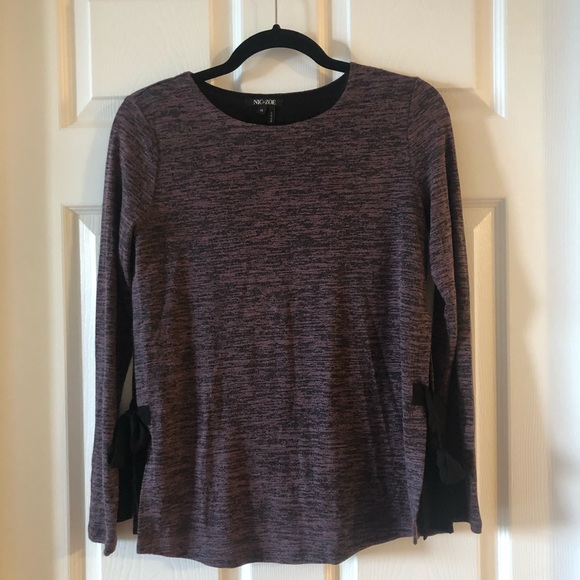 Nic + Zoe purple and black longsleeve top - Picture 1 of 4